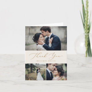 Cartão De Agradecimento Caligrafia Dourada Delicada   Cream 3 Fotografia C