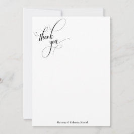 Cartão De Agradecimento Caligrafia Elaborada Simples Preto e Branco