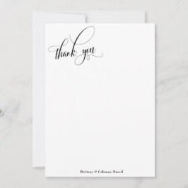 Cartão De Agradecimento Caligrafia Elaborada Simples Preto e Branco