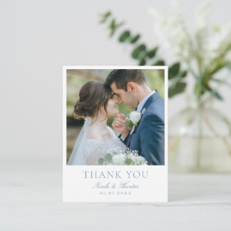 Cartão De Agradecimento Caligrafia Elegante Foto de Casamento Personalizad
