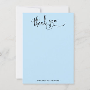 Cartão De Agradecimento Caligrafia elegante Simple Baby Blue Obrigado