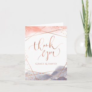 Cartão De Agradecimento Caligrafia Geométrica por rosa Dourada Dawn Waterc