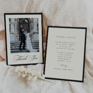 Cartão De Agradecimento CALIGRAFIA MAJESTOSA Foto de Casamento