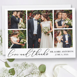 Cartão De Agradecimento Caligrafia Minimalista Moderna Amor Casamento 5 Fo