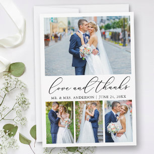 Cartão De Agradecimento Caligrafia Minimalista Moderna Casamento 4 Fotogra