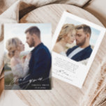 Cartão De Agradecimento Caligrafia Moderna 2 Fotografia Casamento Obrigado<br><div class="desc">Cartões de agradecimentos simples e moderno de fotos de casamento com uma foto adicional e texto personalizado no verso. Você pode usar este cartão para um casamento, chá de panela, noivado, aniversário ou qualquer evento especial. Para personalização mais avançada deste design, clique no link Personalizar Mais para alterar a fonte,...</div>