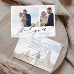 Cartão De Agradecimento Caligrafia Moderna 3 Fotografia Casamento<br><div class="desc">Cartões de agradecimentos simples e moderno de fotos de casamento com uma foto desbotada opcional e texto personalizado no verso. Você pode usar este cartão para um casamento,  chá de panela,  noivado,  aniversário ou qualquer evento especial. Para uma personalização mais avançada deste design,  clique no BOTÃO FERRAMENTA DESIGN AZUL.</div>