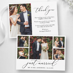 Cartão De Agradecimento Caligrafia Moderna 6 Fotos Casamento Recém-Casados