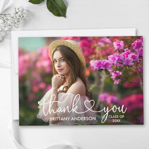 Cartão De Agradecimento Caligrafia Moderna Coração Foto Graduação