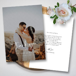 Cartão De Agradecimento Caligrafia moderna da camada branca elegante