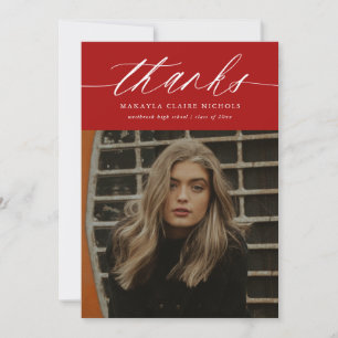 Cartão De Agradecimento Caligrafia Moderna Dois Graduação Fotográfica Verm