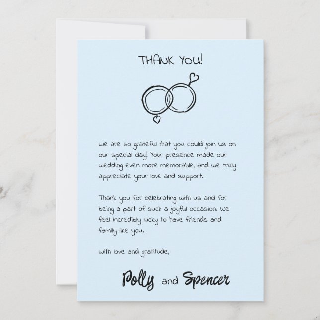 Cartão de Agradecimento Caligrafia Pastel Azul Nuv (Frente)