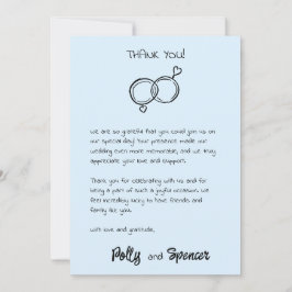 Cartão de Agradecimento Caligrafia Pastel Azul Nuv