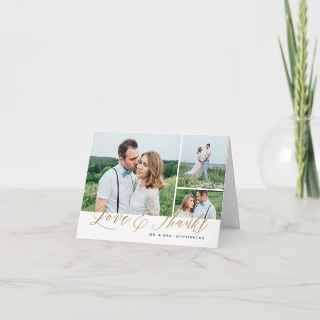 Cartão De Agradecimento Caligrafia por amor e obrigados, obrigado. (Frente)