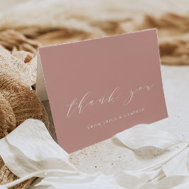 Cartão De Agradecimento Caligrafia rosa-Rosa Dusty Personalizada