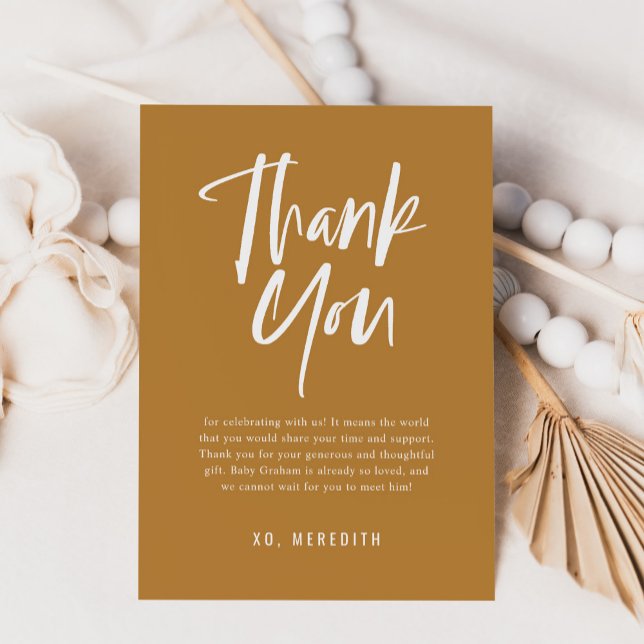 Cartão De Agradecimento Caligrafia Simples Chá de fraldas Neutro de Gênero (Criador carregado)