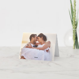 Cartão De Agradecimento Caligrafia Simples|Dourada Foto de Casamento Obrig