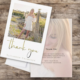 Cartão De Agradecimento Caligrafia simples moderna formando Dourada Obriga