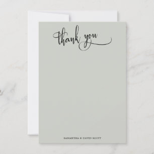 Cartão De Agradecimento Caligrafia Simples Sábio Verde Obrigado