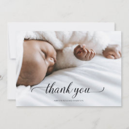 Cartão De Agradecimento Caligrafia Sua Foto Novo Chá De Bebê Obrigado