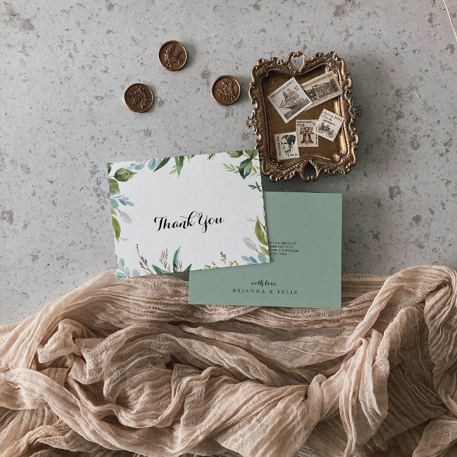 Cartão De Agradecimento Caligrafia Tropical Clory Greenery (Criador carregado)