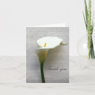 Cartão De Agradecimento Calla lily on old handwriting
