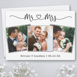 Cartão De Agradecimento Calliografia Heart Sr. e Sra. Wedding 3 Foto