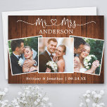 Cartão De Agradecimento Calliografia Heart Sr. Wedding 3 Fotos Madeira<br><div class="desc">Manuscrito de Caligrafia Simples Moderno Minimalista Sr. e Sra. Heart Wedding Node e Cartões de agradecimentos Fotográfico do Groom 3 - Madeira rustica do País</div>