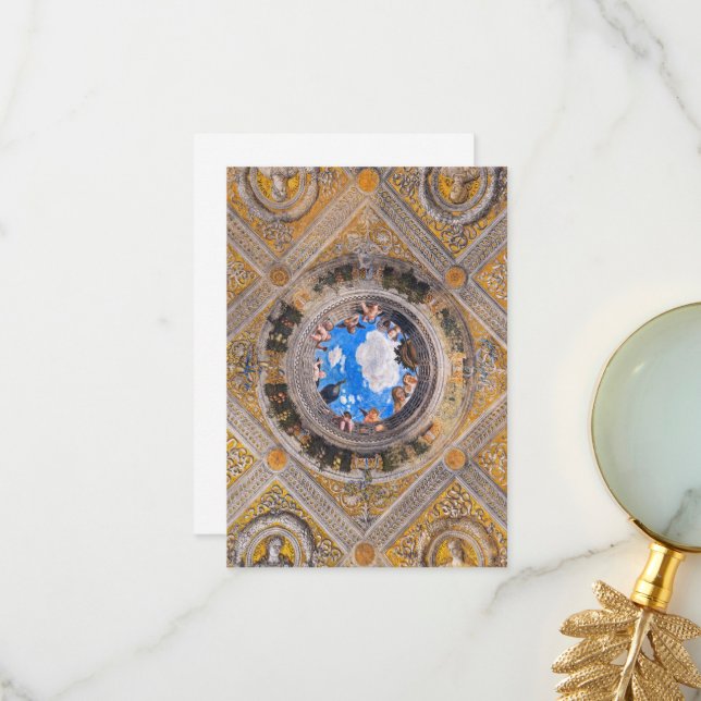 Cartão De Agradecimento Câmara Bridal, teto de Andrea Mantegna (Frente/Verso In Situ)