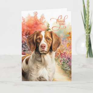 Cartão De Agradecimento Caminho Colorido de Jardim com Brittany Spaniel