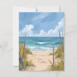 Cartão De Agradecimento Caminho da Praia | Água Oceânica Pintura Costeira