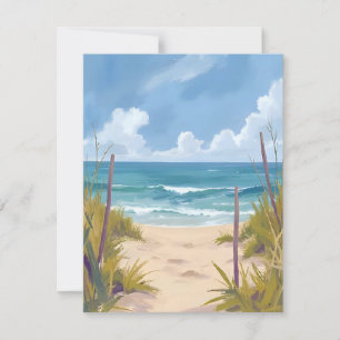 Cartão De Agradecimento Caminho da Praia   Água Oceânica Pintura Costeira 