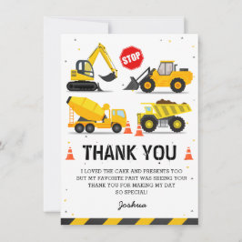 Cartão De Agradecimento Caminhões Tema Construção Aniversário Infantil