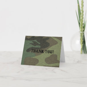 Cartão De Agradecimento Camo verde - "obrigado" cardar