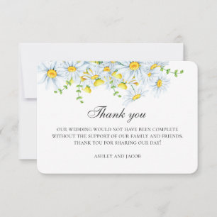 Cartão De Agradecimento Camomila de verão. casamento de flores de primaver