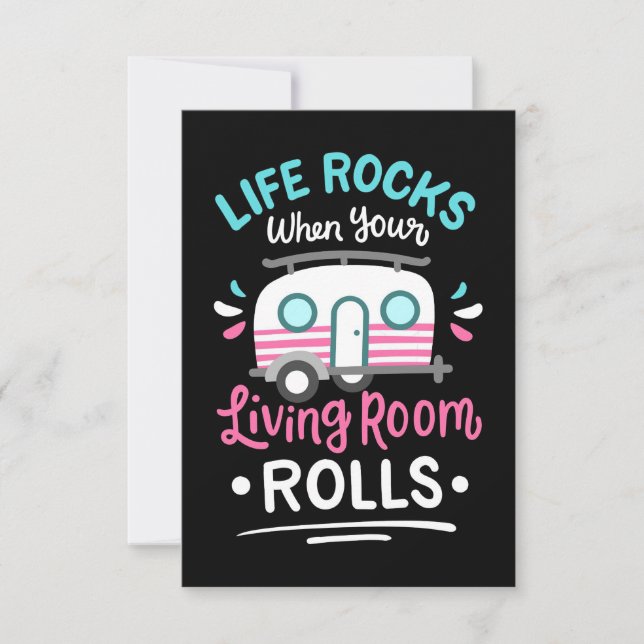 Cartão De Agradecimento Camper Life Rocks When Your Living Room Rolls (Frente)