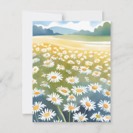 Cartão De Agradecimento Campo de Margaridas | Pintura Floral de Prado de F