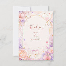 Cartão De Agradecimento Canção de Amor de Noiva Pastel Peônia Romance de C