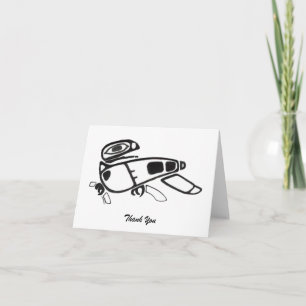 Cartão De Agradecimento Caneta de Design e desenho de tinta dobrados