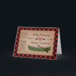 Cartão de agradecimento Canoa Xadrez   Coração com<br><div class="desc">Um cartão de agradecimento de casamento com uma ilustração de um coração vermelho entre duas flechas e uma canoa verde. O fundo é xadrez vermelho e preto. Este cartão também pode ser comprado em tamanho de cartãozinho. Procure convites de casamento e mais em Jill's Paperie.</div>