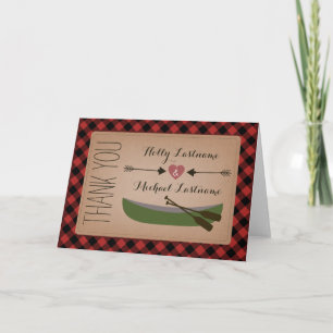 Cartão de Agradecimento Canoa Xadrez + Coração Com