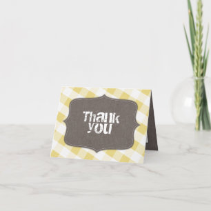 Cartão De Agradecimento Canvas de Gingham Amarelo e Branco Obrigado Cartõe