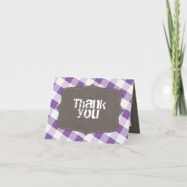 Cartão De Agradecimento Canvas De Gingham Púrpura E Branca Obrigado Cartõe