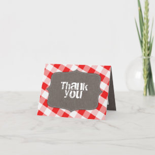 Cartão De Agradecimento Canvas De Gingham Vermelho E Branco Obrigado Cart