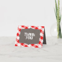 Canvas De Gingham Vermelho E Branco Obrigado Cartõ