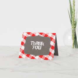 Cartão De Agradecimento Canvas De Gingham Vermelho E Branco Obrigado Cartõ