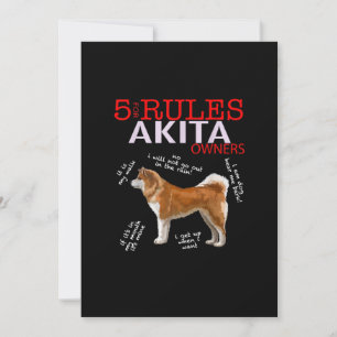 Cartão De Agradecimento Cão Akita  5 Regras Akita Dog Owner