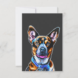 Cartão De Agradecimento Cão Cachorro Portrait Pintado, Cão Isolado