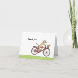 Cartão De Agradecimento Cão do ciclismo e obrigado bonito do esquilo