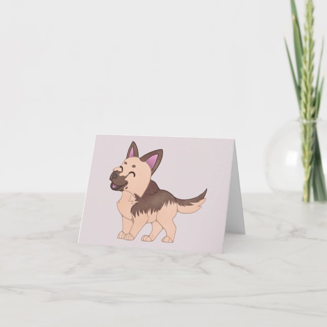 Cartão De Agradecimento Cão German shepherd Kawaii (Frente)